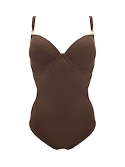 Pour Moi Brown Tulum Luxe Matte Padded Underwired Swimsuit - Image 4 of 5