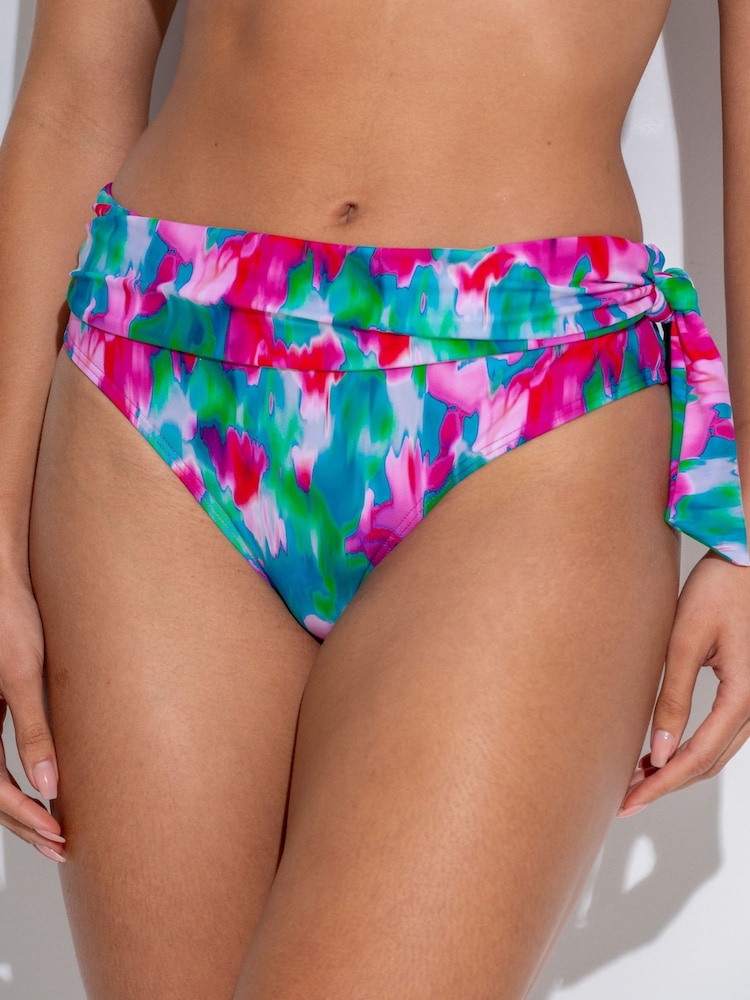 Pour Moi Pink/Green/Blue Roll Top Malibu Bikini Bottoms - Image 2 of 4