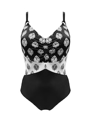 Pour Moi Black Brighton V-Neck Tummy Control Swimsuit - Image 3 of 4