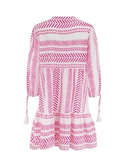 Pour Moi White/Pink Claire Linen Blend Beach Kaftan Dress - Image 4 of 4