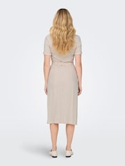 ONLY Cream Short Sleeve Button Through Midi Shirt Dress with Linen - Image 2 of 6
