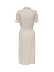 ONLY Short Sleeve Button Through Midi Shirt Dress with Linen - Imagen 7 de 7