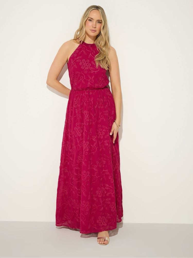 Long Tall Sally Red Embellished Halterneck Maxi Dress - Image 1 of 6