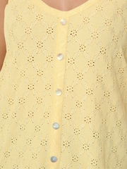 Yours Curve Yellow Broderie Anglaise Vest Top - Image 4 of 5