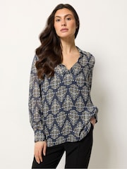 M&Co Blue Floral Metallic Shirt - Image 1 of 5