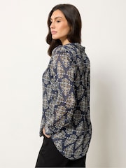 M&Co Blue Floral Metallic Shirt - Image 3 of 5