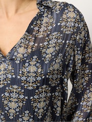 M&Co Blue Floral Metallic Shirt - Image 4 of 5