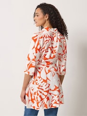 M&Co Orange Abstract Floral Belted Tunic Shirt - Image 3 of 5