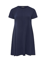 Yours Curve Blue Limited Skater Pleated Dress - Image 5 of 5