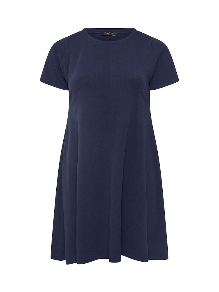 Yours Curve Blue Limited Skater Pleated Dress - Image 5 of 5