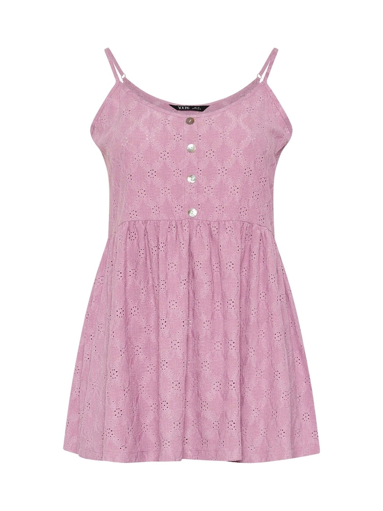 Yours Curve Pink Anglaise Peplum Top - Image 5 of 5