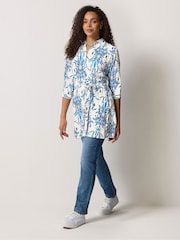 M&Co Blue Floral Tile Print Tunic Shirt - Image 2 of 5