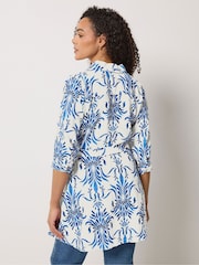 M&Co Blue Floral Tile Print Tunic Shirt - Image 3 of 5