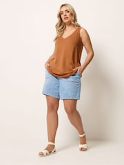 Yours Curve Brown Core V-Neck Vest Tops 3 Pack - Image 3 of 8