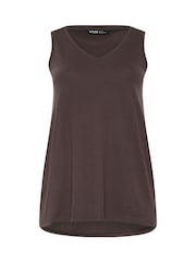 Yours Curve Brown Core V-Neck Vest Tops 3 Pack - Image 6 of 8