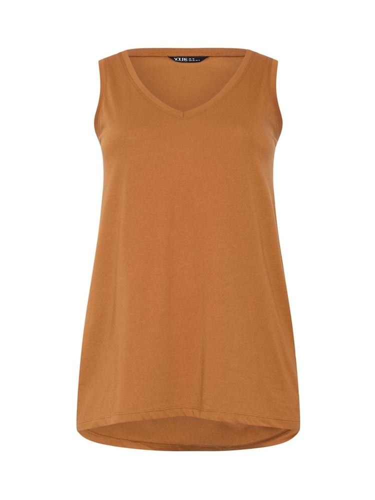 Yours Curve Brown Core V-Neck Vest Tops 3 Pack - Image 8 of 8