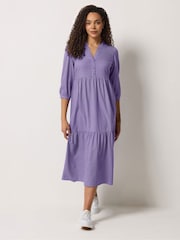 Пурпурный - Ярусное платье макси в тонкую полоску M&Co - Изображение 1 5