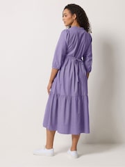 Пурпурный - Ярусное платье макси в тонкую полоску M&Co - Изображение 2 5