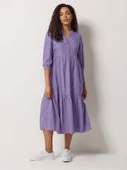 Пурпурный - Ярусное платье макси в тонкую полоску M&Co - Изображение 3 5