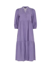 Пурпурный - Ярусное платье макси в тонкую полоску M&Co - Изображение 4 5