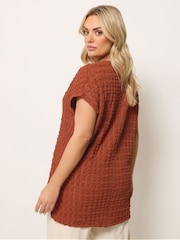 Yours Curve Brown Bubble Textured T-Shirt - Image 2 of 5