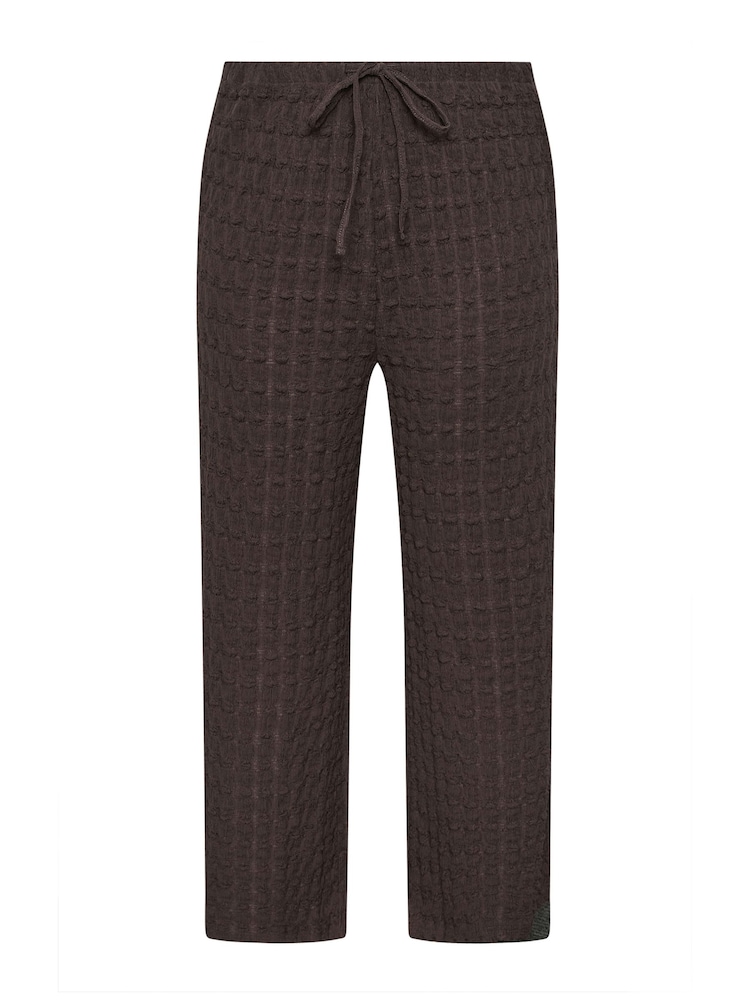 Yours Curve Brown Wide Leg Bubble Textured Wide Leg Trousers - Image 5 of 5