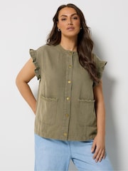 Yours Curve Green Crochet Edge Waistcoat - Image 1 of 5
