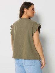 Yours Curve Green Crochet Edge Waistcoat - Image 2 of 5