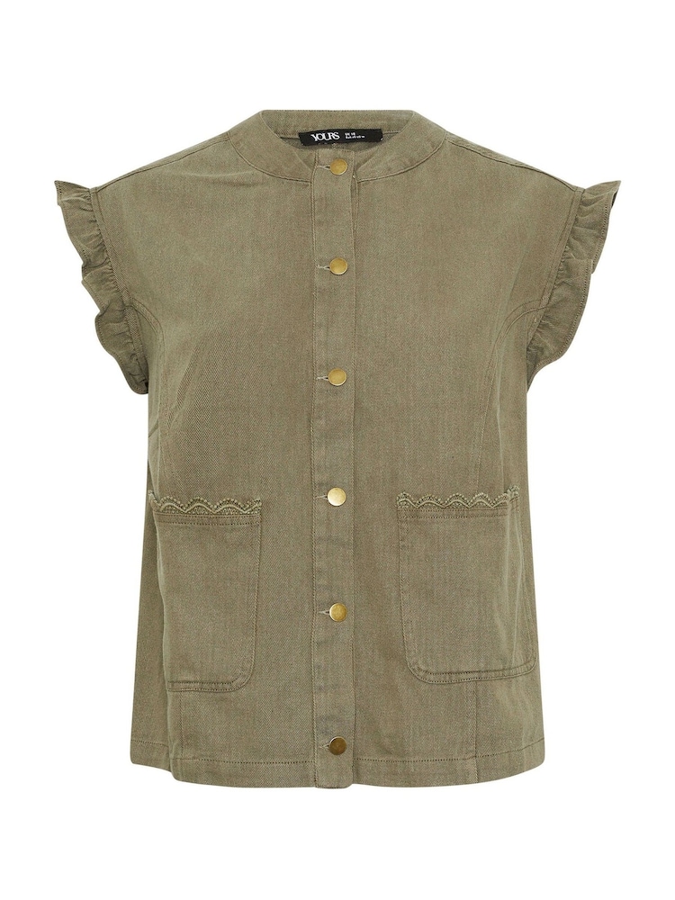 Yours Curve Green Crochet Edge Waistcoat - Image 5 of 5