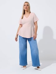 Yours Curve Pink Limited V-Neck Corset Shaping Top - Image 2 of 5