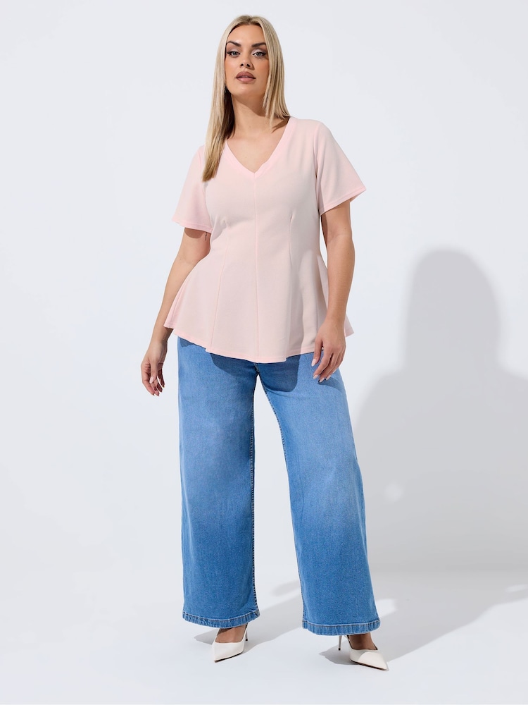 Yours Curve Pink Limited V-Neck Corset Shaping Top - Image 2 of 5