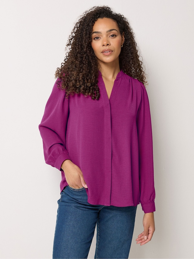 M&Co Purple Notch Neck Blouse - Image 1 of 5