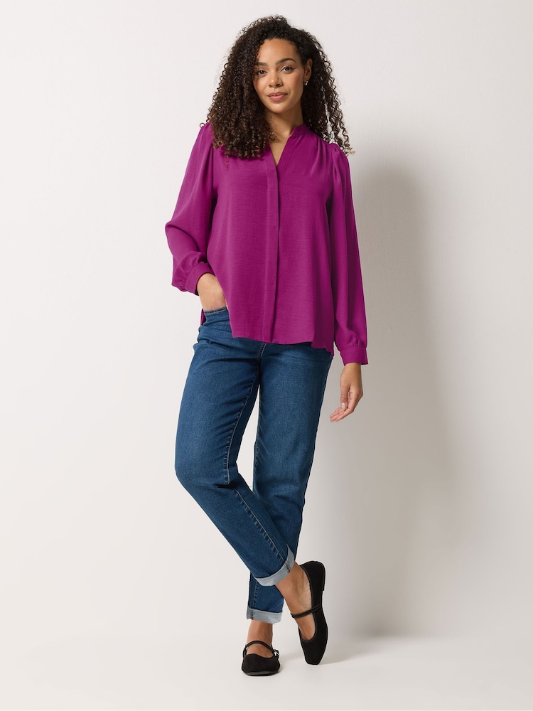M&Co Purple Notch Neck Blouse - Image 2 of 5