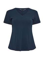 Yours Curve Blue Limited V-Neck Corset Shaping Top - Image 5 of 5