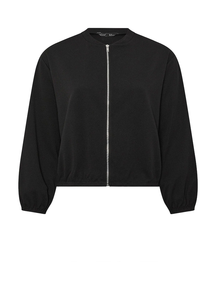 Yours Curve Black Limited Zip Bomber Jacket - Image 2 of 2