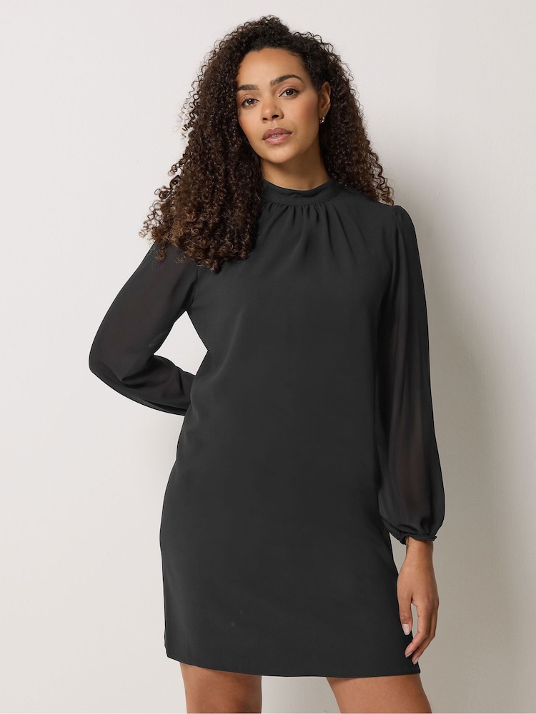 Черный - Платье-туника с поясом M&Co - Изображение 2 5