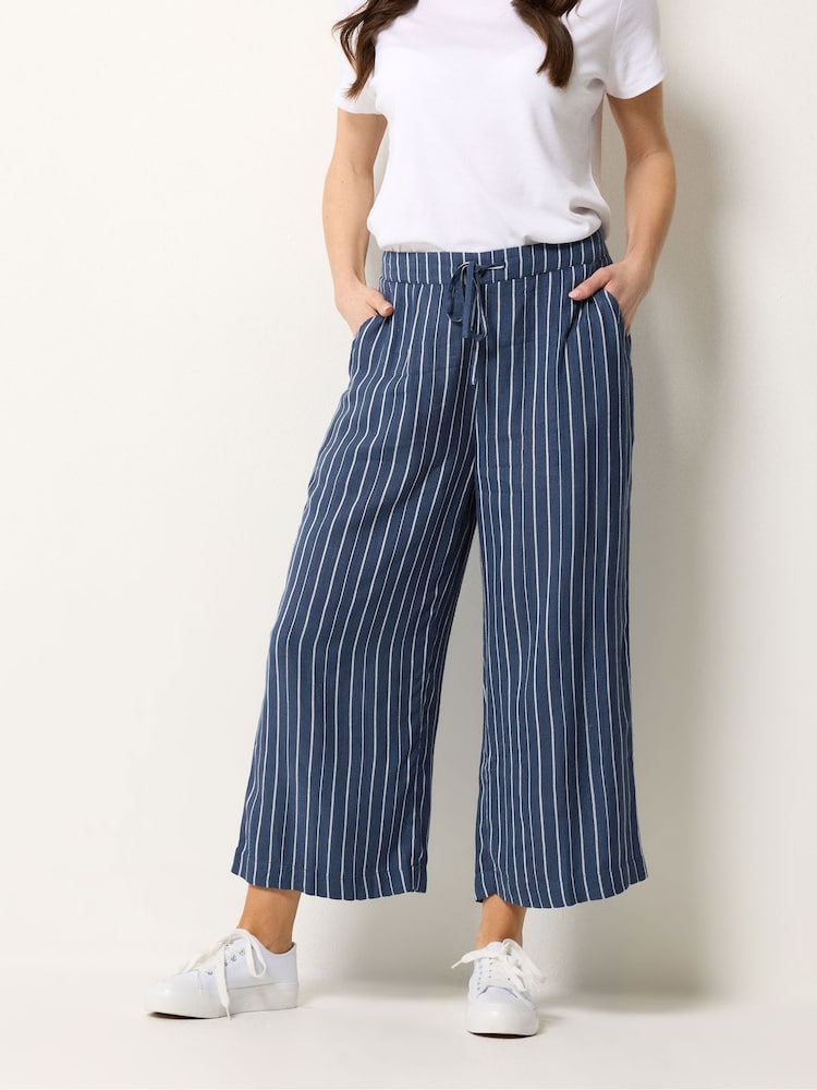 M&Co Blue Dobby Stripe Culottes - Image 1 of 5