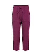 M&Co Purple Linen Blend Cropped Trousers - Image 5 of 5