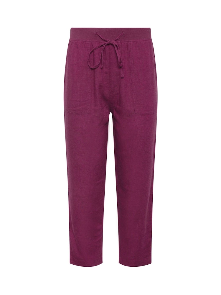 M&Co Purple Linen Blend Cropped Trousers - Image 5 of 5