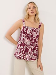 Long Tall Sally Red Linen Blend Pleated Vest - Image 1 of 6