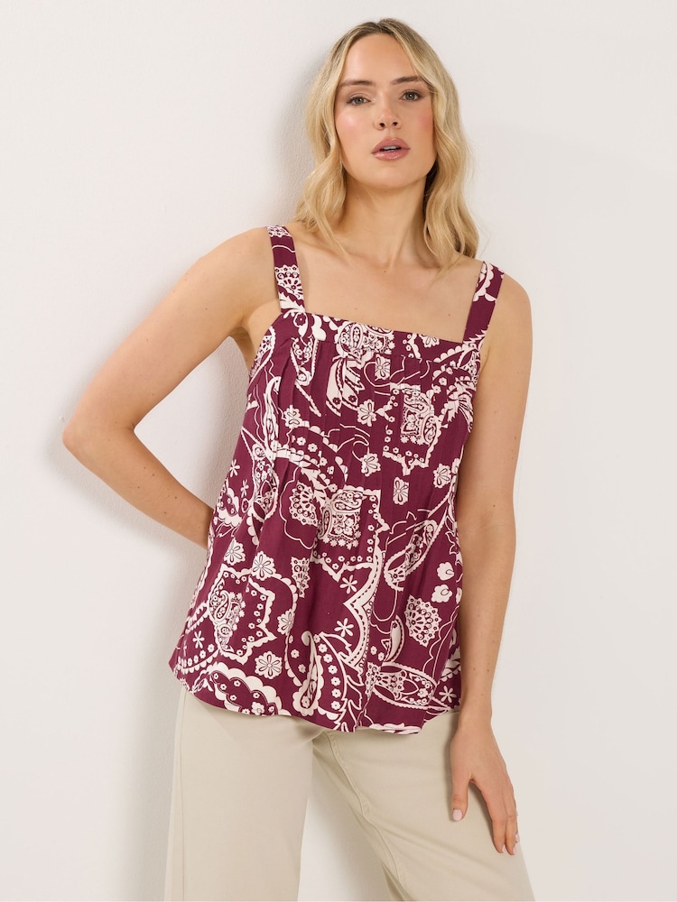 Long Tall Sally Red Linen Blend Pleated Vest - Image 1 of 6