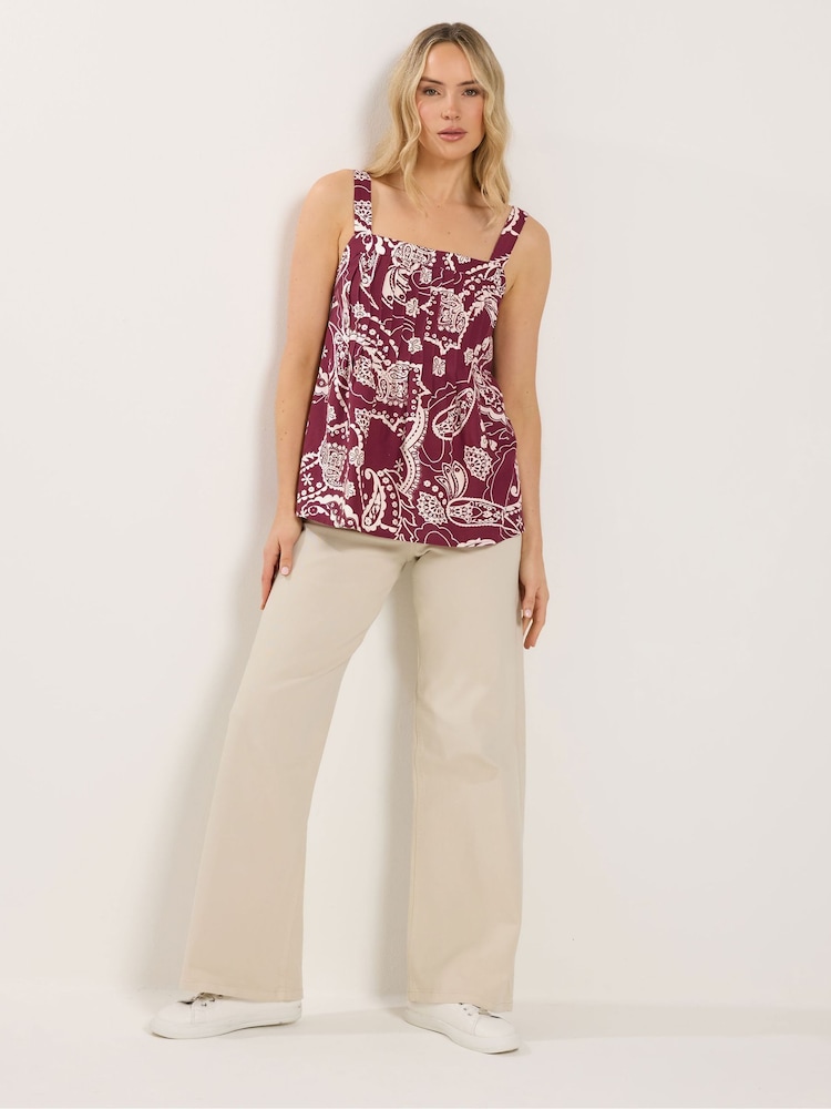 Long Tall Sally Red Linen Blend Pleated Vest - Image 2 of 6