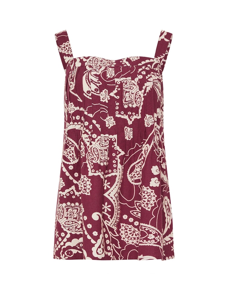 Long Tall Sally Red Linen Blend Pleated Vest - Image 6 of 6