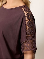 Yours Curve Brown Boxy Crochet T-Shirt - Image 4 of 5