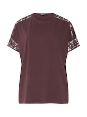 Yours Curve Brown Boxy Crochet T-Shirt - Image 5 of 5