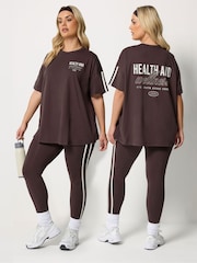 Yours Curve Brown Health Wellness Active T-Shirt - Image 1 of 7
