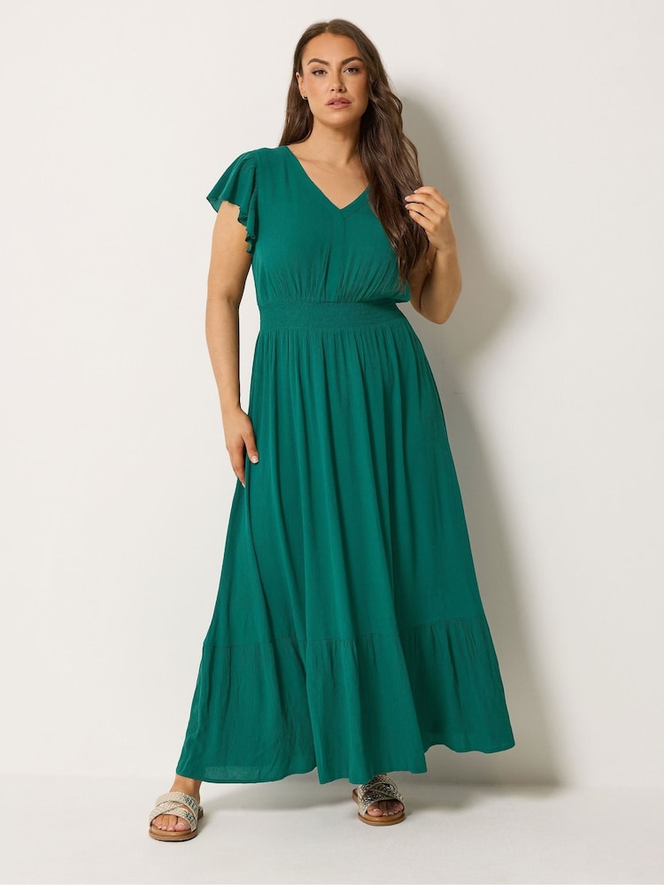 Yours Curve Green Crochet V-Neck Maxi Dress - Image 2 of 5