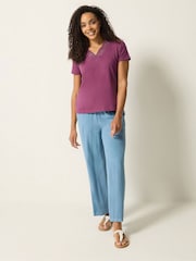 M&Co Purple Lace Trim V-Neck T-Shirt - Image 2 of 5