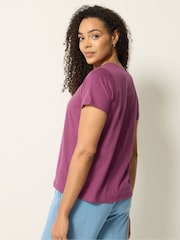 M&Co Purple Lace Trim V-Neck T-Shirt - Image 3 of 5