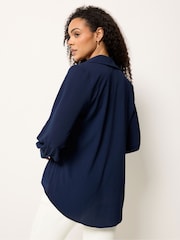 M&Co Blue Drape Front Blouse - Image 3 of 5